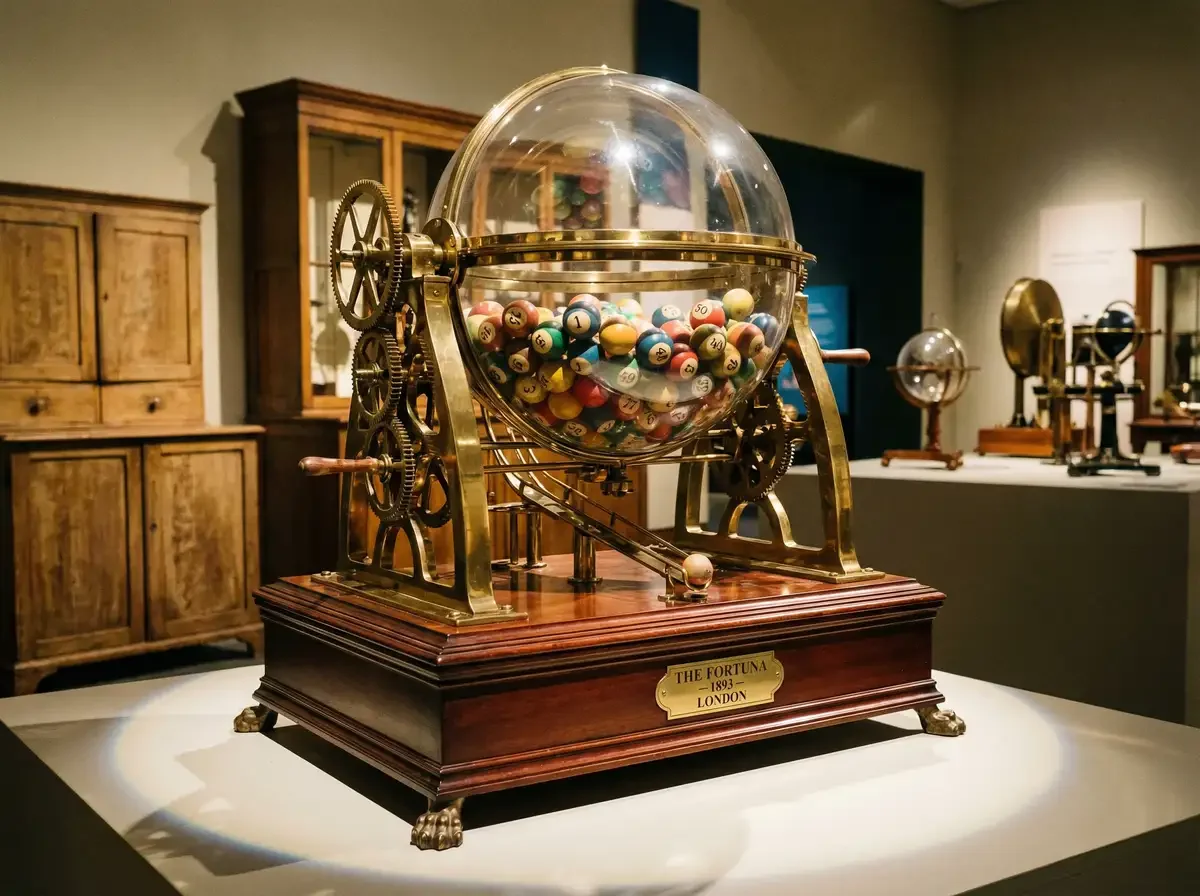 彩票摇奖机正在滚出中奖号码球